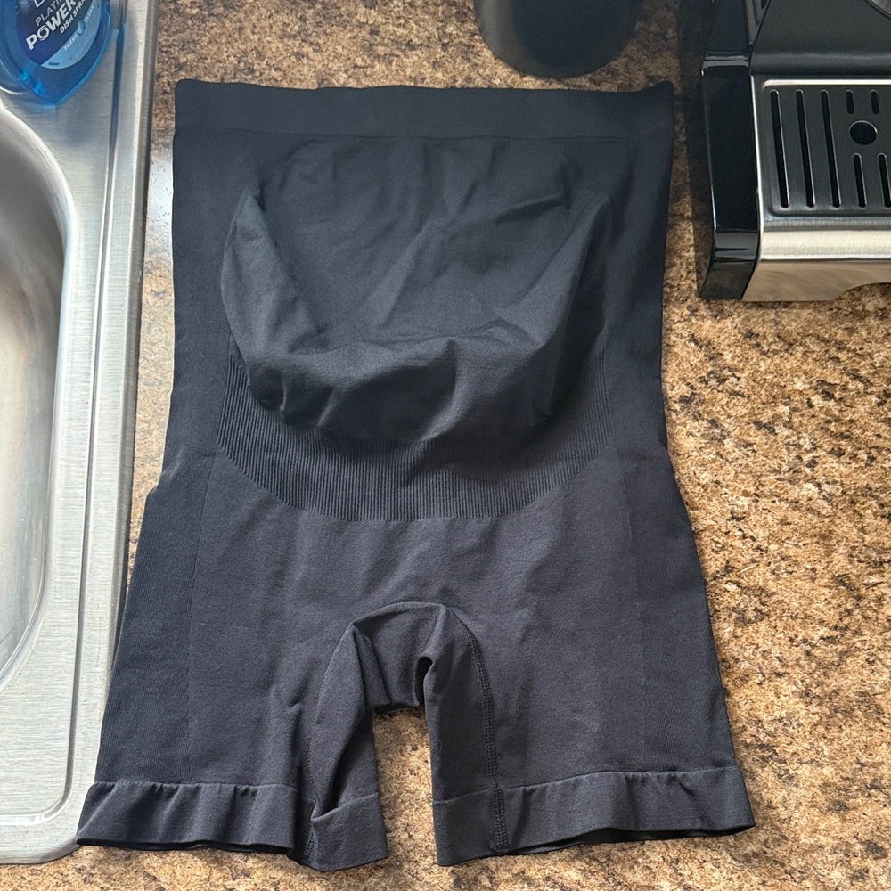Black High-Waisted Maternity Shorts
